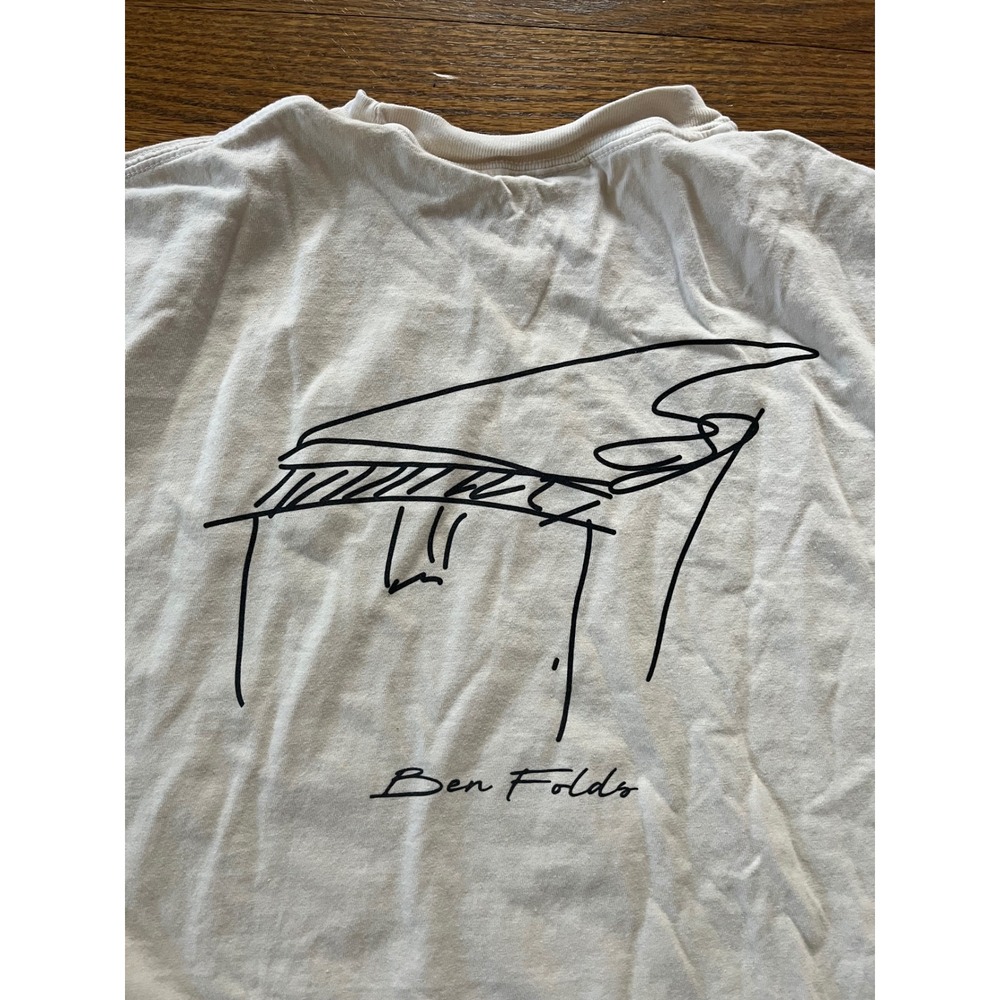 Ben Folds Piano Sketch T-Shirt Comfort Colors Off-White XL Concert Tour Tee